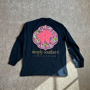 Simply Southern Collection Dark Blue Elephant Long sleeve